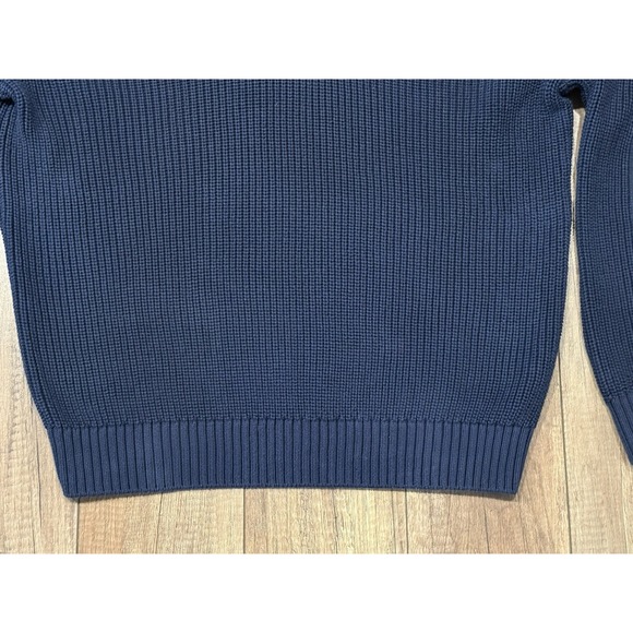 L.L. Bean Men's Navy Blue Shawl Collar Heavyweight Knit Cotton Sweater Size L - Picture 3 of 13